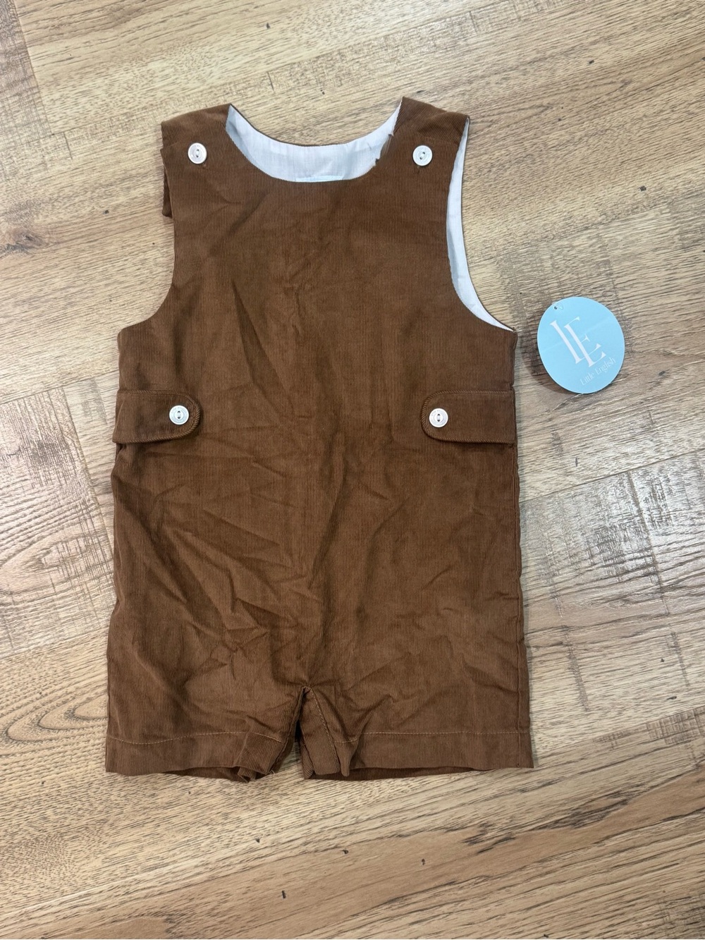 Little English Brown Corduroy Shortall Romper